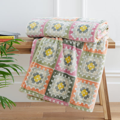 Crochet Print Cosy Blanket Throw