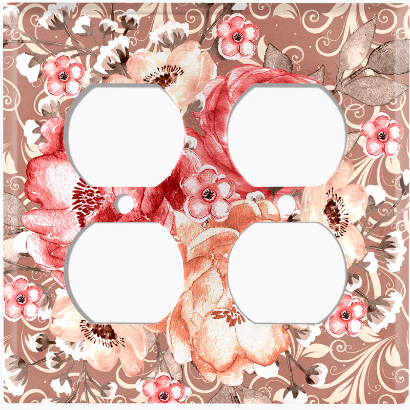 Red Pink Rose Flower Landscape & Nature 2 - Gang Duplex Outlet Standard Wall Plate