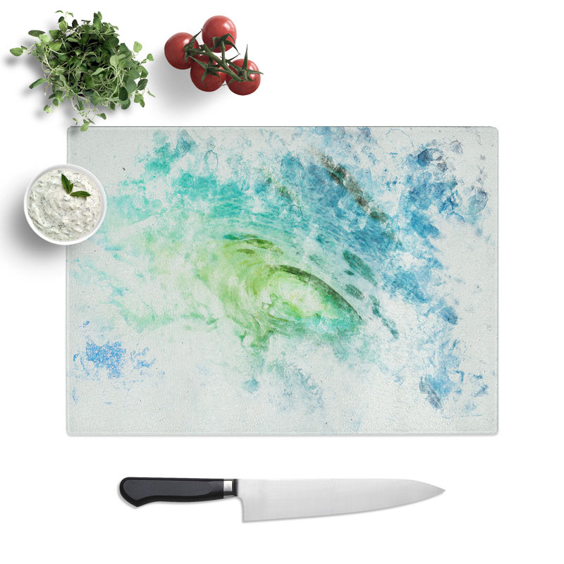 Tempered Glass the Curl of a Wave Chopping Board, 20 cm x 28.5 cm
