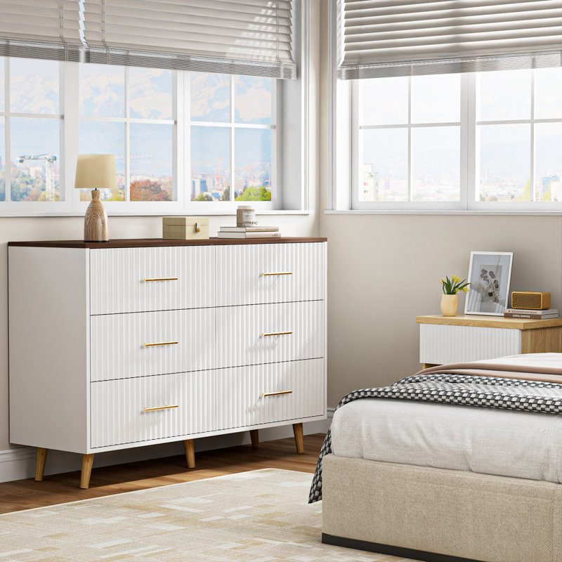 Commode à 6 tiroirs l 47,24 po, Blanc