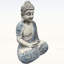 Statue de Bouddha en résine résistante aux intempéries de 16 po avec décor floral bleu pour décor zen extérieur et intérieur