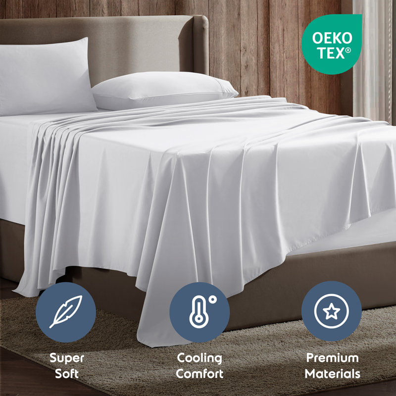 Luxury Collection Classic Silky Thread Sheet Set, Polar White, Full XL Sheet Set with1 Fitted Sheet+2 Pillowcases