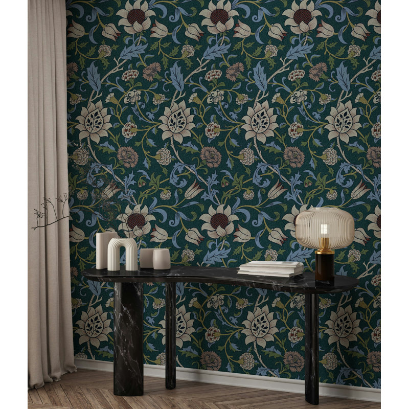 Rouleau de fleurs William Morris, Vert / bleu