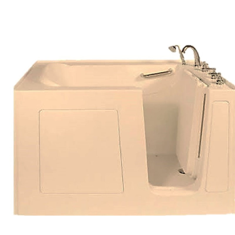 60'' x 30'' Fiberglass Bathtub with Faucet, Right, Beige