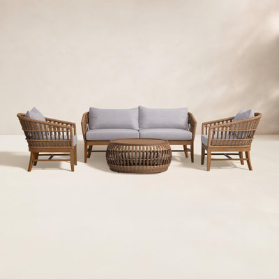 Dunkirk 4 Piece Sofa Seating Group with Sunbrella Cushions