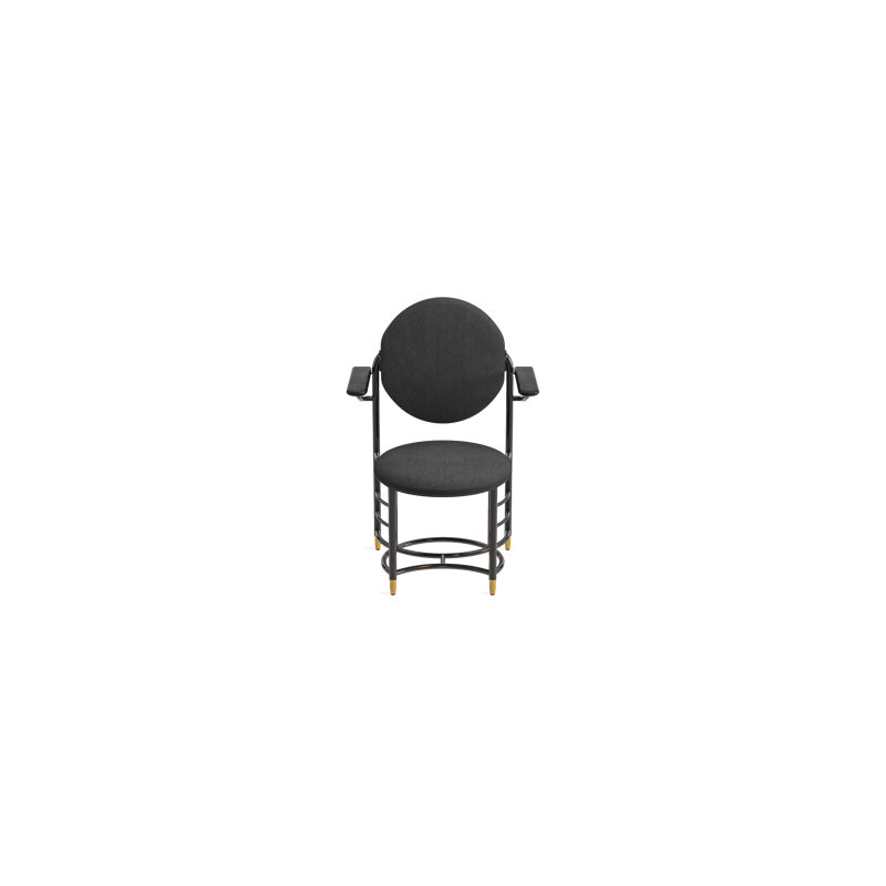 Frank Lloyd Wright Racine Signature Guest Chair with Arms, Ink 100% Polyester, Obsidian