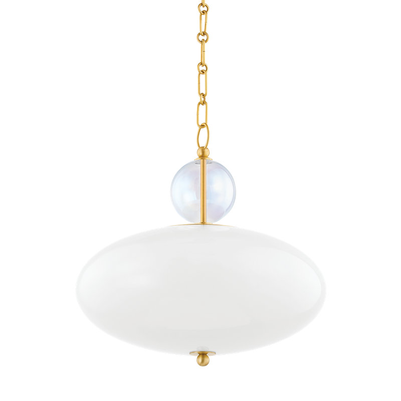 1 - Light Aged Brass Shaded Pendant