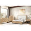 Lit très grand avec tête de lit matelassée, finition naturelle et style transitionnel, fabriqué en bois d'ingénierie en bois d'hévéa massif pour cadre de chambre à coucher en bois d'hévéa, placage de manguier