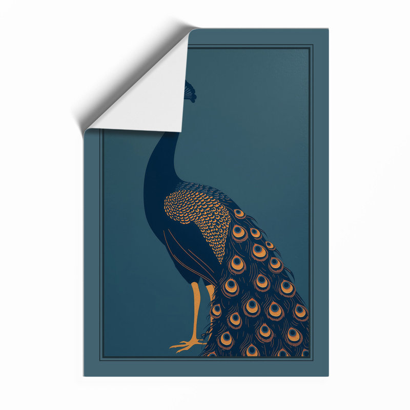 Poised Peacock Modern - Framed Print, A4 - 29.7 x 21.0 cm, Unframed
