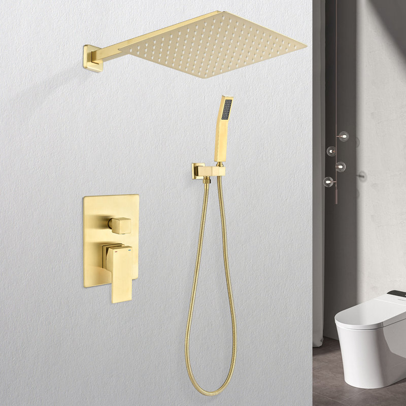 Wall Mounted 12" Shower Head - Brushed Gold Bathroom Enticing Quality Self-Cleaning Nozzle Within Enchantment Inserted