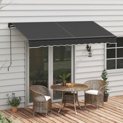 Retractable Awning, 10' x 8' Outdoor Retractable Patio Awning Sunshade Shelter for Backyard, Garden, Balcony