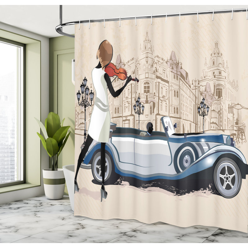 Shower Curtain with Hooks Included, 70" H x 69" W
