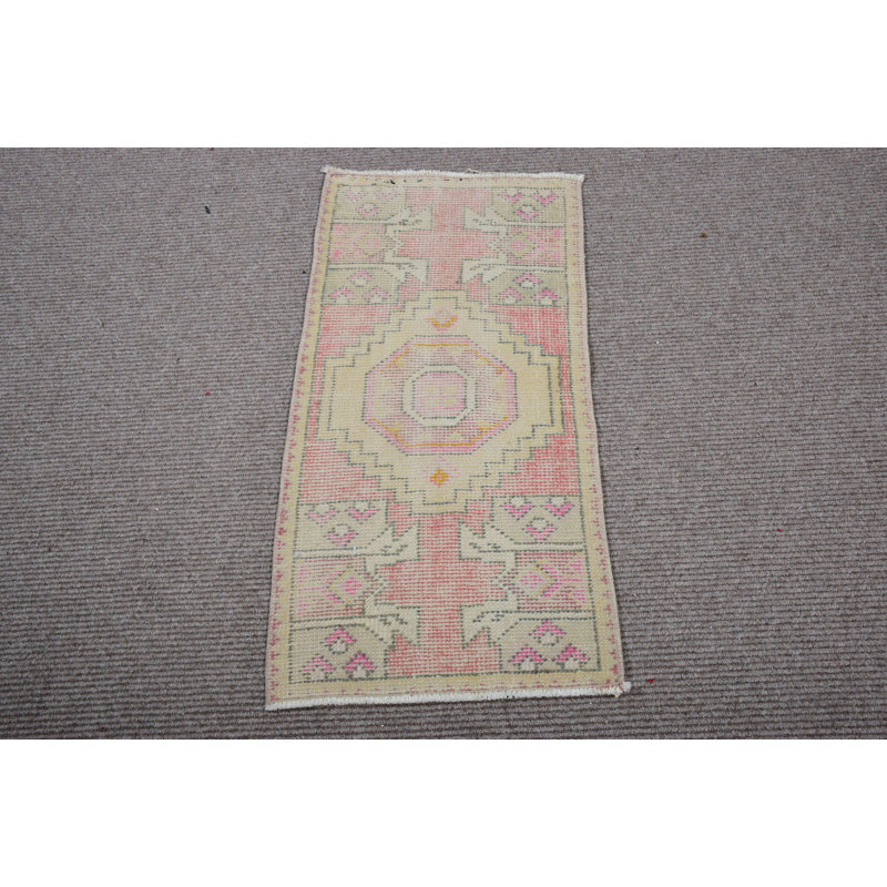 Vintage Anatolian Turkish Wool Rug with Faded Pastel Patterns for Bohemian Entryway Decor