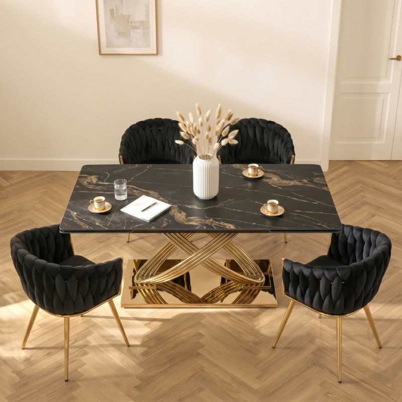 Dining Table, Black Marble