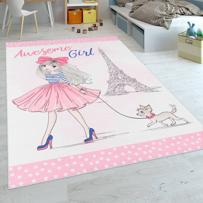 Goku Flatweave Pink Rug, Rectangle 80 x 150cm