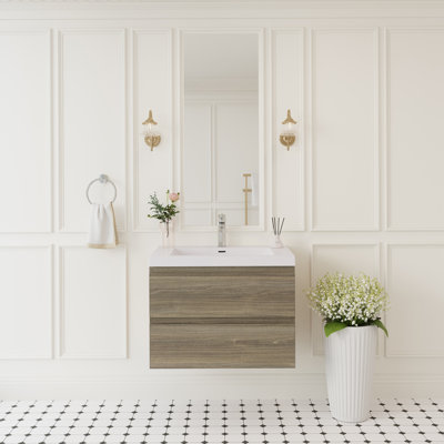 Meuble-lavabo flottant 30 po avec lavabo, rangement mural moderne pour salle de bain