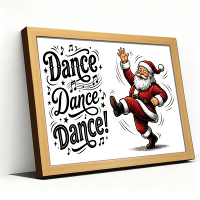Danse, danse, danse, père Noël, dessin animé, vacances de Noël, toile tendue sur toile, ensemble de 1