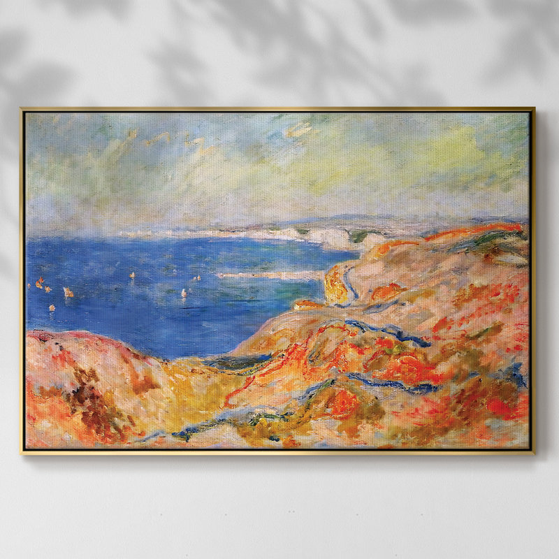 On The Cliff Near Dieppe, 1897, reproduction d'art sur toile, H 25 po x l 37 po x P 2 po, Or