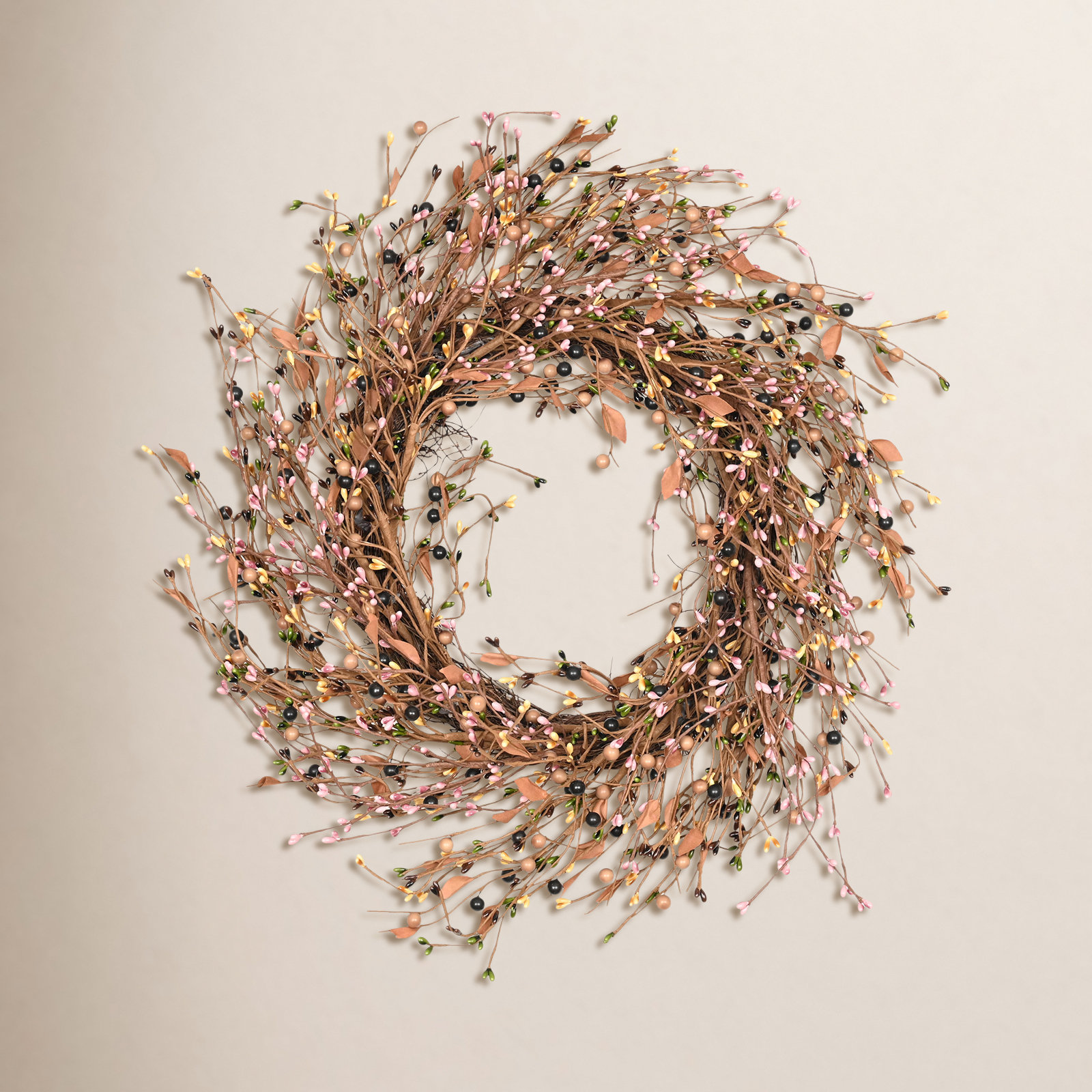 20" Handcrafted Twig, Berry Thanksgiving Wreath