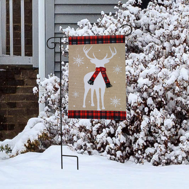 Winter Deer Burlap Garden Flag