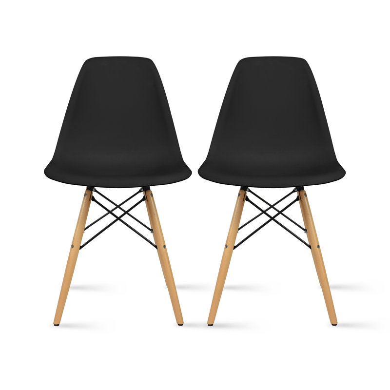 Mid Country Modern Molded Shell Designer Assemble Plastic Chair Side No Arms Wheels Armless Wooden Eiffel for Dining Room Bedroom Kitchen