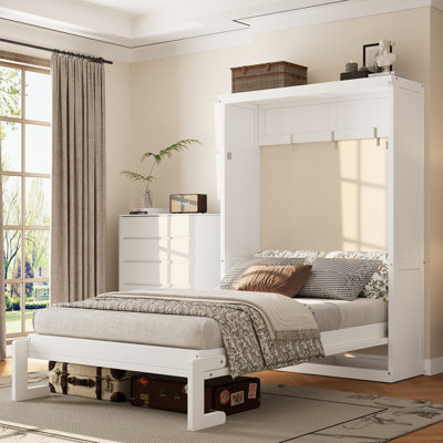 Twin Size Murphy Bed, can be Folded into a Cabinet, White