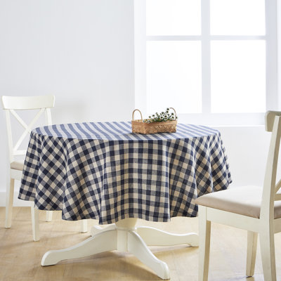 Morgan Check - 100% Pure Linen Round Tablecloth