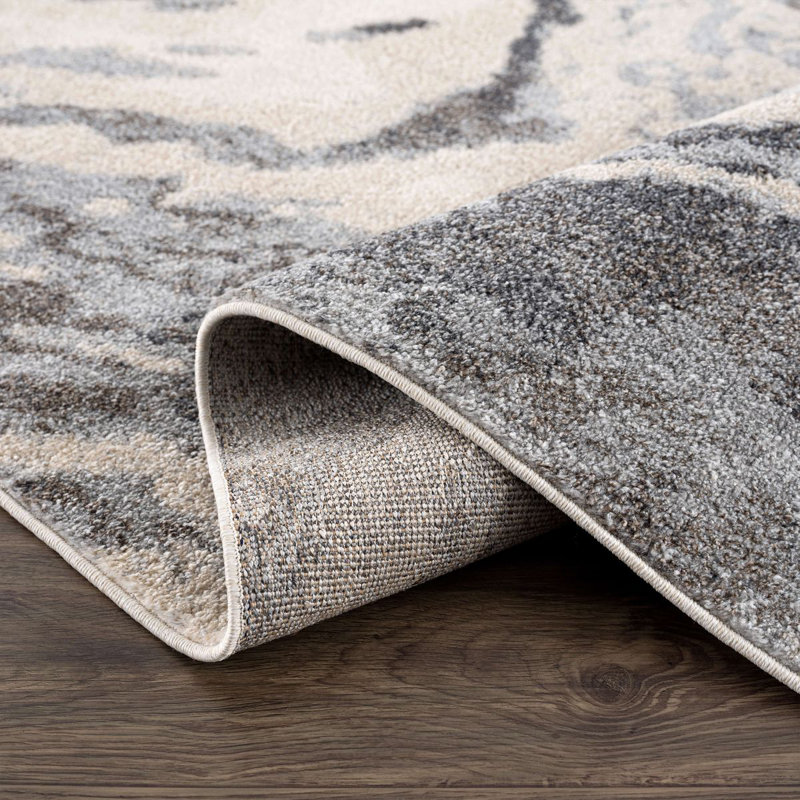 Valrie SAH100A Greige Grey Abstract Mountain Area Rug, Rectangle 4' x 6'