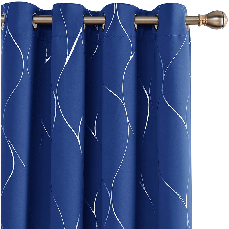 Kellda Thermal Room Darkening Polyester Curtain Panels, Royal Blue, 42" W x 45" L