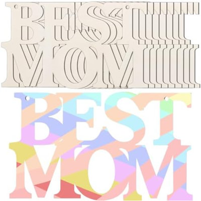 Best MOM Artisanat en bois non fini, artisanat de la fête des Mères pour la peinture, découpes en bois pour peindre des ornements de lettres en bois pour les cadeaux de la fête des Mères