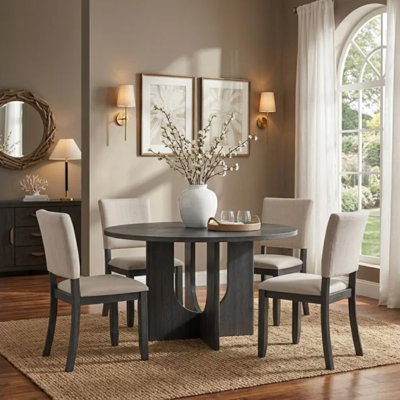 Ensemble de salle à manger 5 pièces | Table 4 places en bois et chaises rembourrées pour la maison
