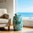 Floral patterned square ceramic stool-1424200862