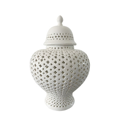 Ella Glamorous White Ceramic Ginger Jar