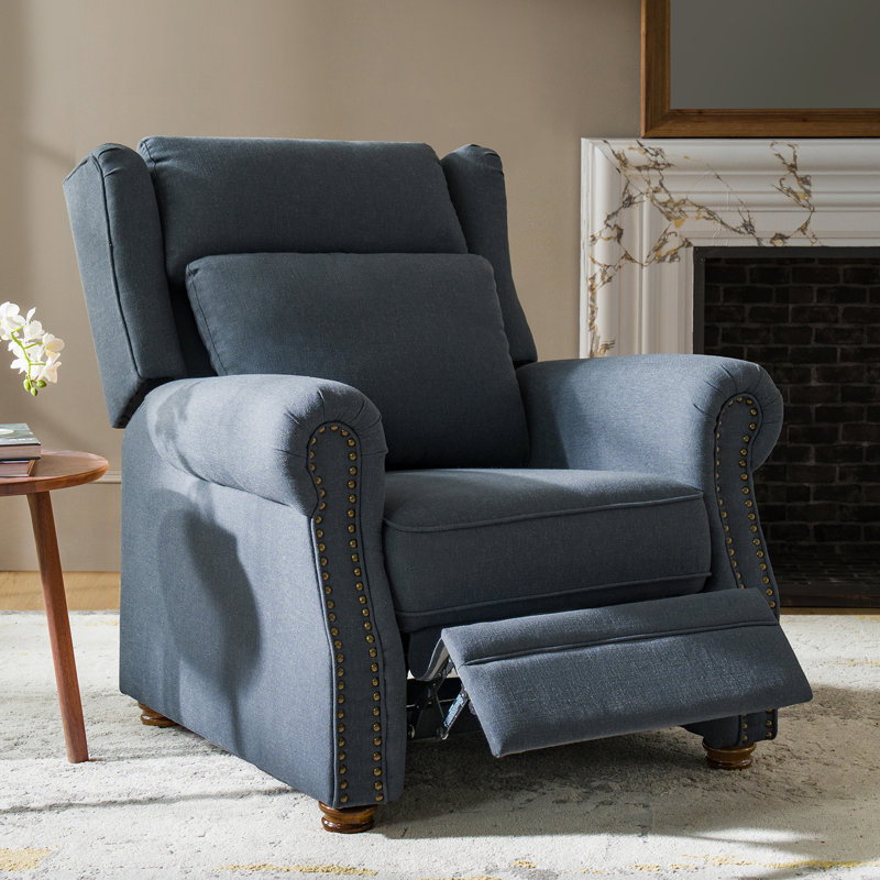 Gunthrop 36''W Traditional Push Back Recliner with with Two Swappable Back Inserts, Blue