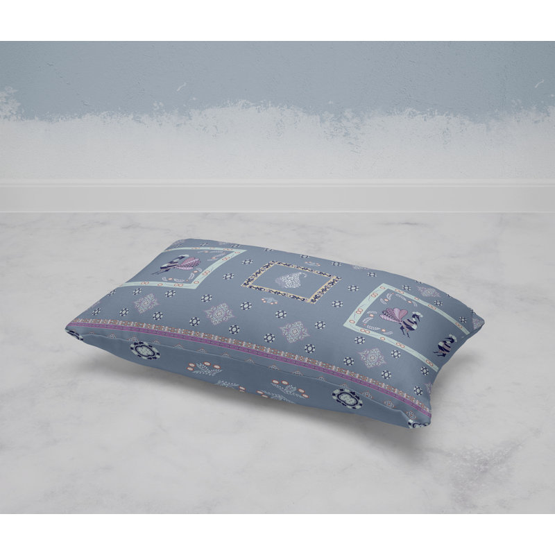 Wildflower Peacock  Rectangular Throw Pillow, Blue