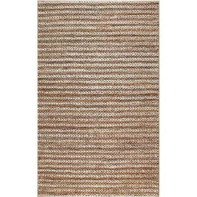 Tapis brun / crème en jute tissé à plat à la main Bronagh