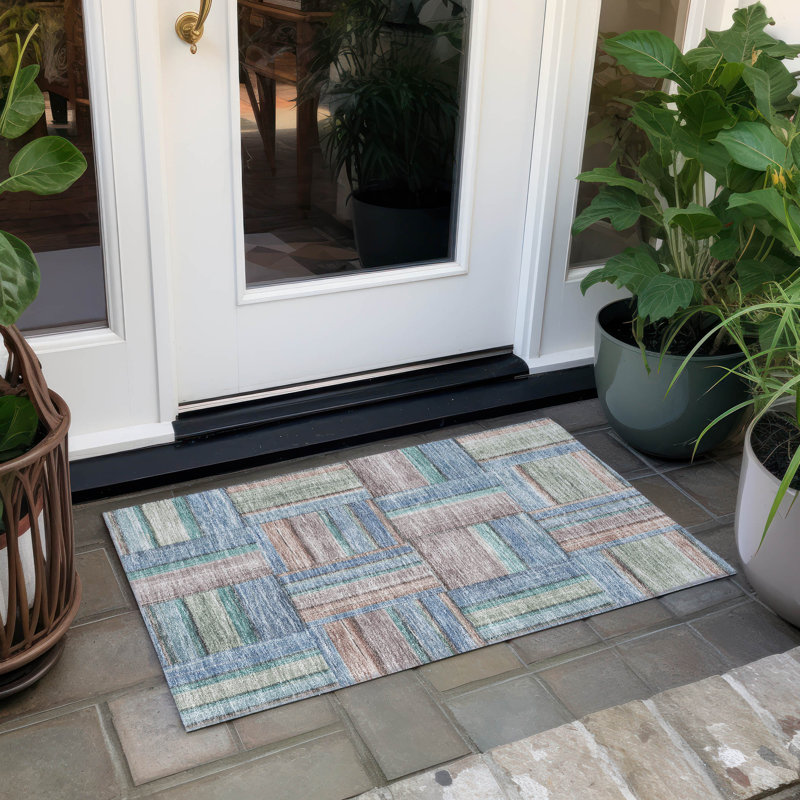 Machine Washable Indoor/Outdoor Jeffery ACN2285 Geometric Rug, Rectangle 1'8" x 2'6"