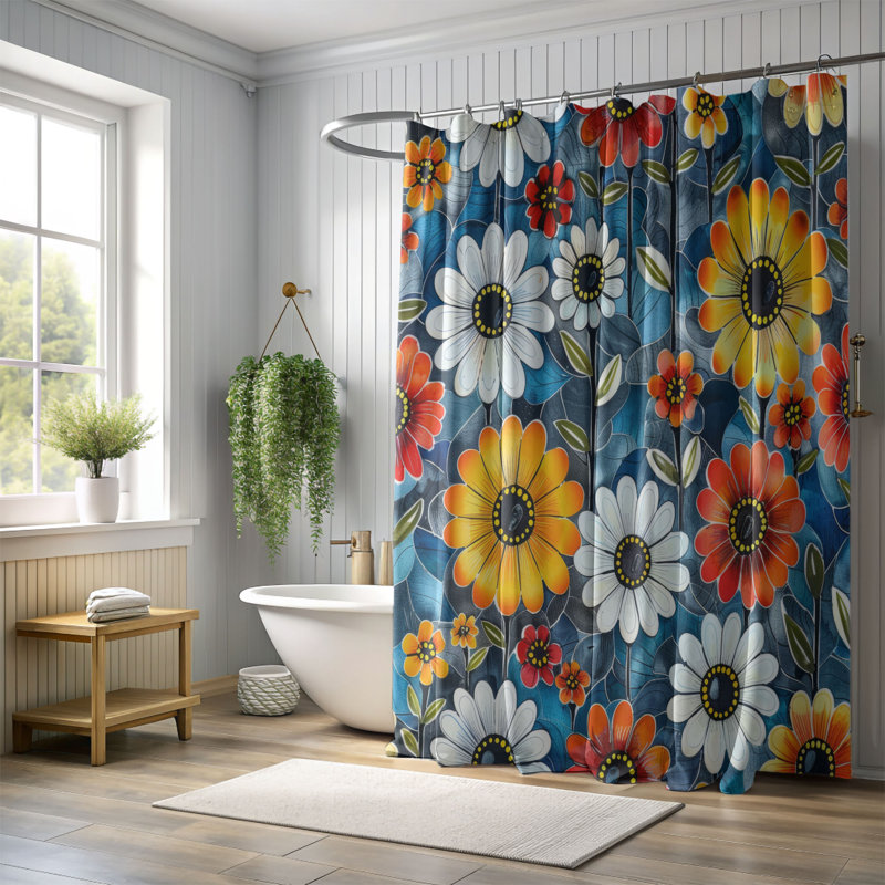 Petal Rings - Rideau de douche Premium, H 74 po x l 71 po