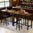 Faux Marble Pub Height Table Set For 2, 3-Piece Rectangular Bar Table And Chairs Set, Space-Saving Counter Height Bistro Table Set With 2 PU Upholstered Stools, Backrest & Footrest For Kitchen, Bistro, Pub, Bar-1230775901