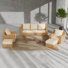 Ensemble de conversation pour patio 6 pièces en osier avec coussins en oléfine et table basse en faux marbre