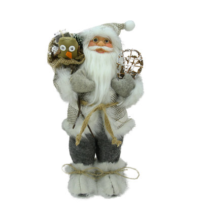 Figurine de Noël 12,5 "blanche et grise avec raquettes