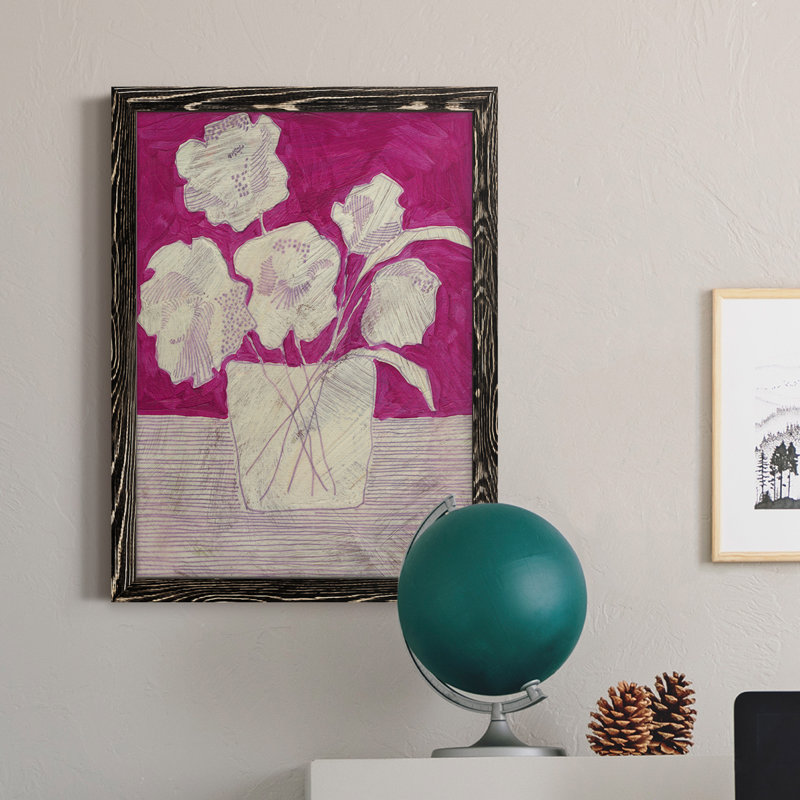 " Fuchsia Arrangement I " Painting Print, Black Framed, 17" H x 20" W x 1" D