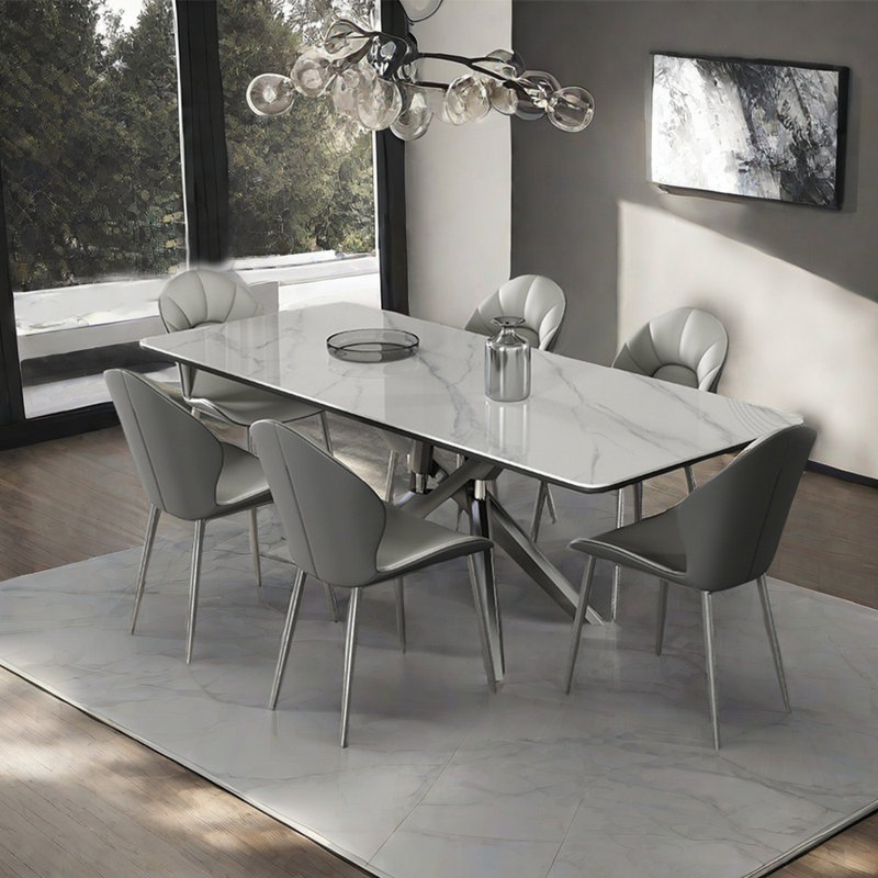 Italian light luxury modern simple rock table sets, 29.53"H x 70.87"L x 35.43"W
