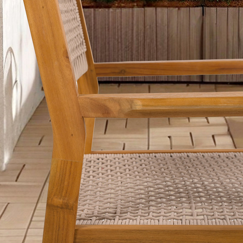 Chaise de salle à manger d'extérieur en bois massif, Teck / brun clair
