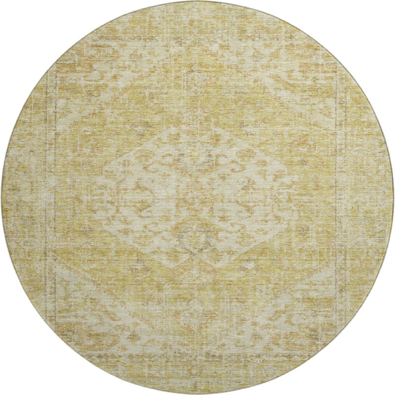 Premium Machine Washable Wayne AMF1104 Global Rug, Round 8'