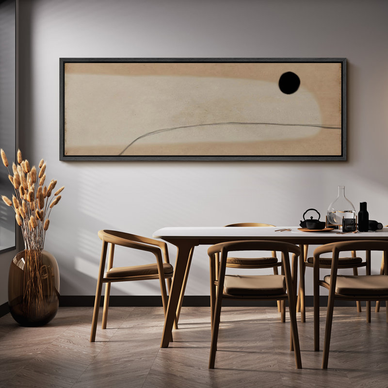 Minimalist Elegance, abstrait noir et beige, reproduction sur toile, H 20 po x l 60 po, Noir, noir, noir, noir