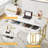 41 in Computer Desk With Two Drawers, White and Gold Modern Study Writing Desk-1040636948