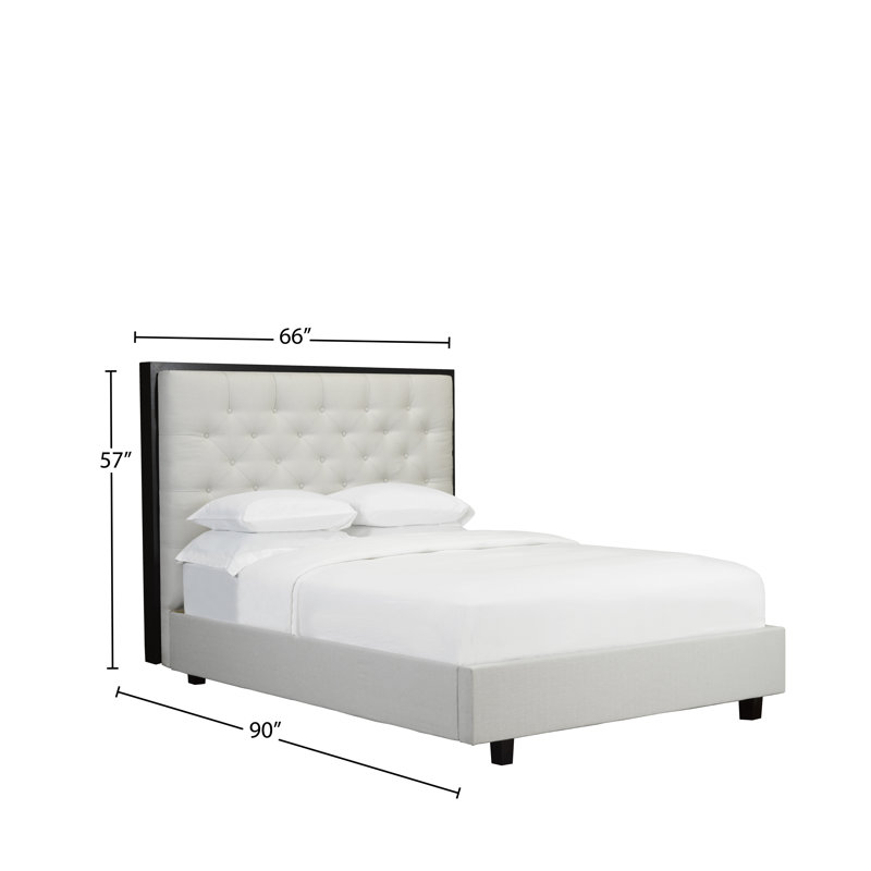 Lit plateforme en tissu d’ameublement Hatherleigh, Blanc cassé, Grand