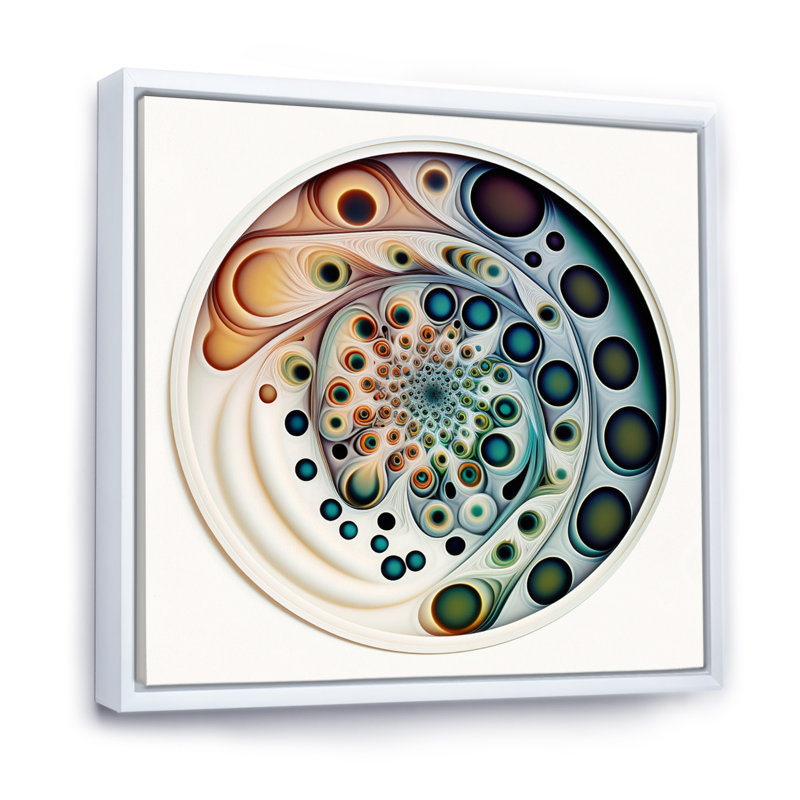 «Soft Coloured Cymatics Mandala I» sur toile, Cadre flottant blanc, H 30 po x l 30 po x P 1 po