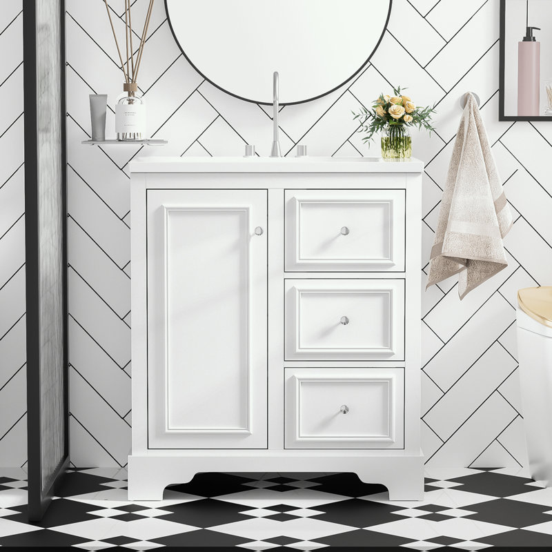 Zytaevius 29.96'' Single Bathroom Vanity with Top, White